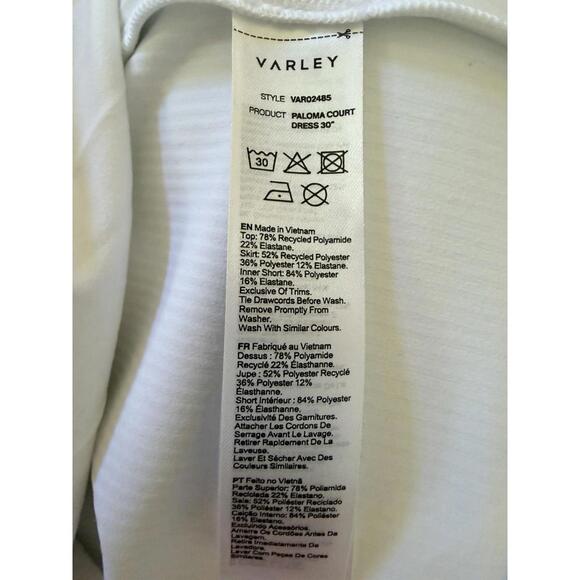 New Varley Paloma Short Sleeve Court Mini Dress In White/Forest Size M - Picture 12 of 13